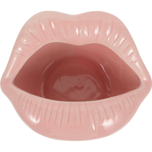 EeaseMX Cenicero de cerámica con forma de boca de labio, novedoso cenicero para el hogar (rosa)