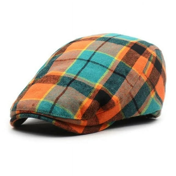 SikaFu Plaid Cotton Newsboy Caps Men Flat Peaked Cap Women Painter Beret Hats 30