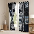 thumbnail image 3 of Manfei Boys Girls Animal Bear Deer Wolf Curtains Pack of 2 (42x84 Each),Retro Rustic Cabin Curtains Blackout,Geometric Plaid Grid Bedroom Curtains,Luxury Bedroom Decor, 3 of 6