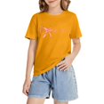 thumbnail image 4 of Girls Short Sleeve Shirts Cute Bow Knot Print Shirt Summer Crewneck Casual T Shirt Tops Tee School Streetwear Dance T Shirt, 4 of 5