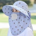 thumbnail image 4 of Only Moment Blue Womens Summer Sun-Hat with Detachable Face Mask Polyester Outdoor UV Protection Fishing Hat Wide Brim Foldable-Beach-Bucket-Hat One Size, 4 of 4