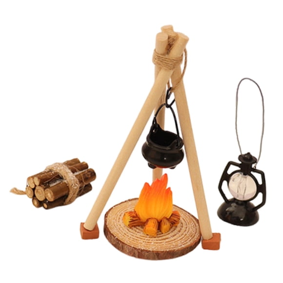 Juego de cocina en miniatura para acampar, fogata a escala 1:12, juguete para niños, accesorios de bricolaje Ladrillo rojo