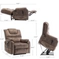 thumbnail image 7 of Oversized Power Lift Recliner Chair with Side Pocket for Elderly Adults, 180 Degree Lay Flat Electric Lounge Sofa Velvet Armchair with Deep Upholstered Seat for Living Room, Capacity 400 Lbs, Brown, 7 of 7