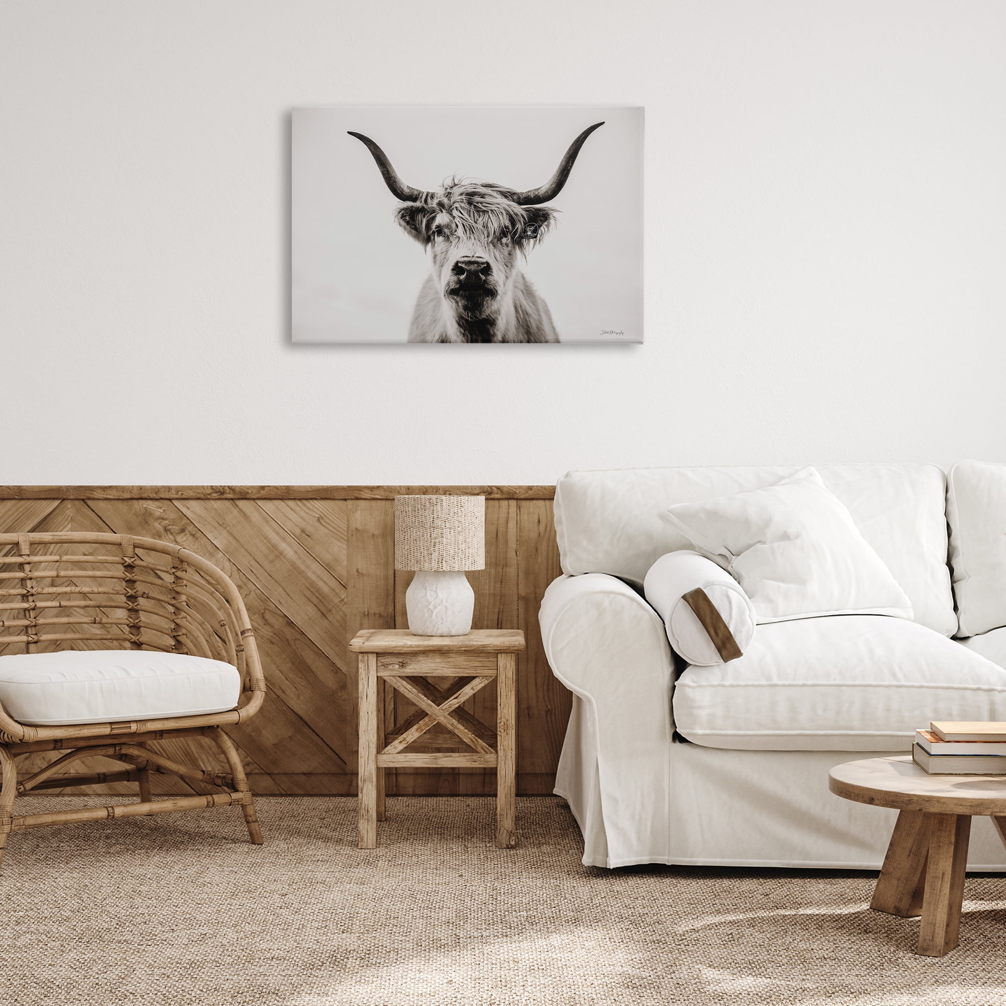Stupell Industries Calm Cattle Portrait Animals & Insects Photography Gallery Wrapped Canvas Art Print Wall Art, 30 x 20