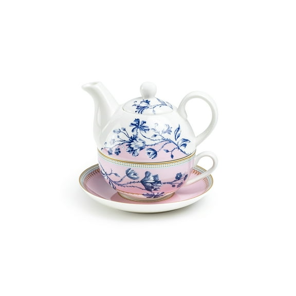 Grace Teaware Blue Blossom Pink Fine Porcelain Tea For One Set