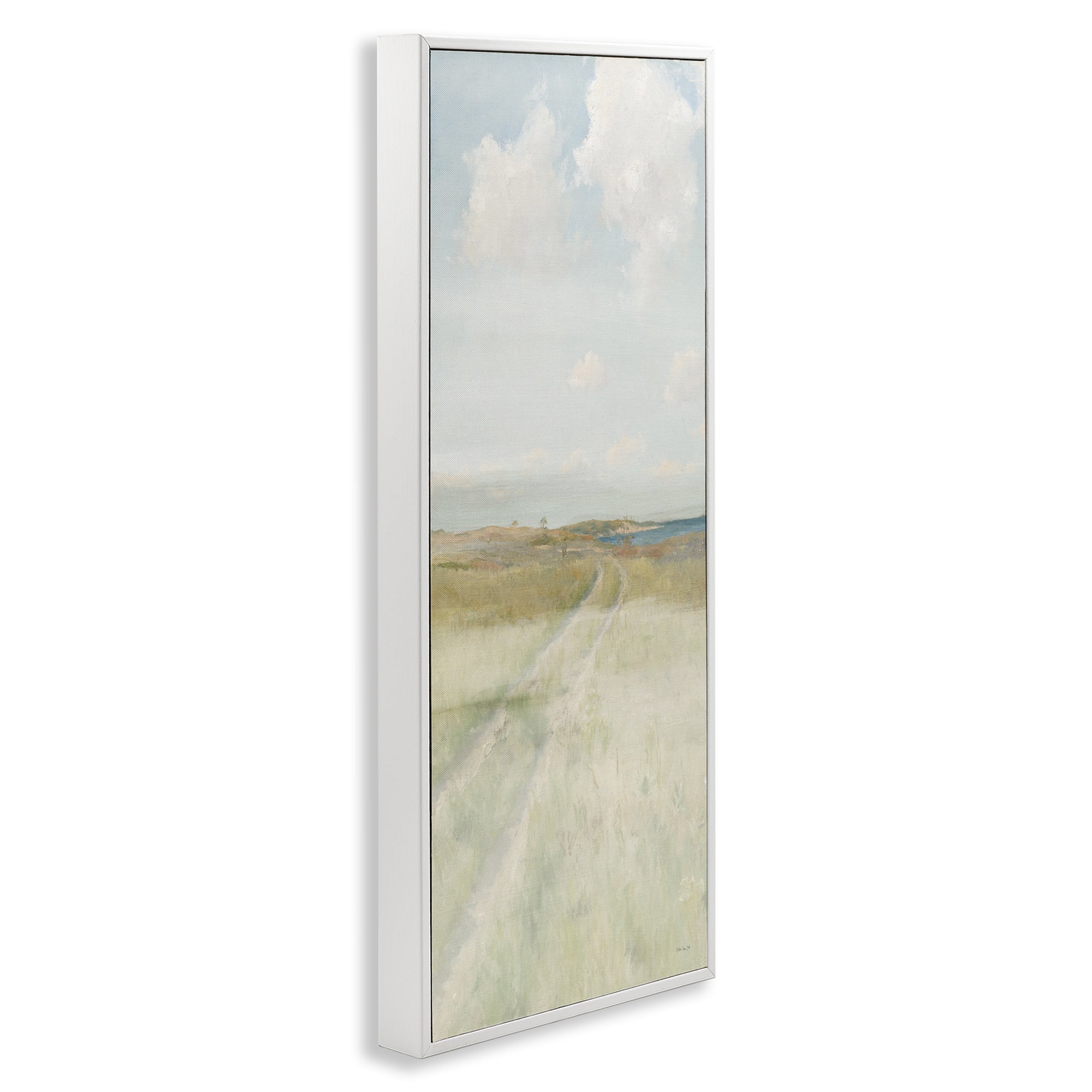 Stupell Industries Path To Beach Landscape Painting White Framed Art Print Wall Art, 10 x 24