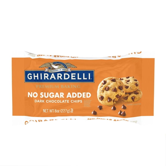 Pack Of 3 Ghirardelli No Sugar Added Dark Chocolate Chips, 8 oz (Package May Vary)
