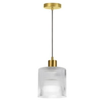 Dainolite 1 Light Pendant in Aged Brass w/ Fluted Glass