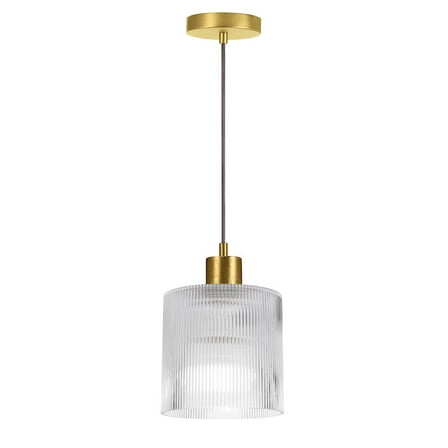 Dainolite 1 Light Pendant in Aged Brass w/ Fluted Glass