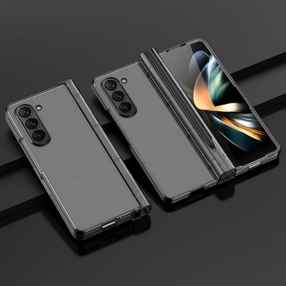 Compatible with Samsung Galaxy Z Fold 5 Case [Built-in Screen Protector and Pen Holder] Hard Plastic Shockproof Anti-Scratch Anti-Slip Case for Samsung Galaxy Z Fold 5 - Clear