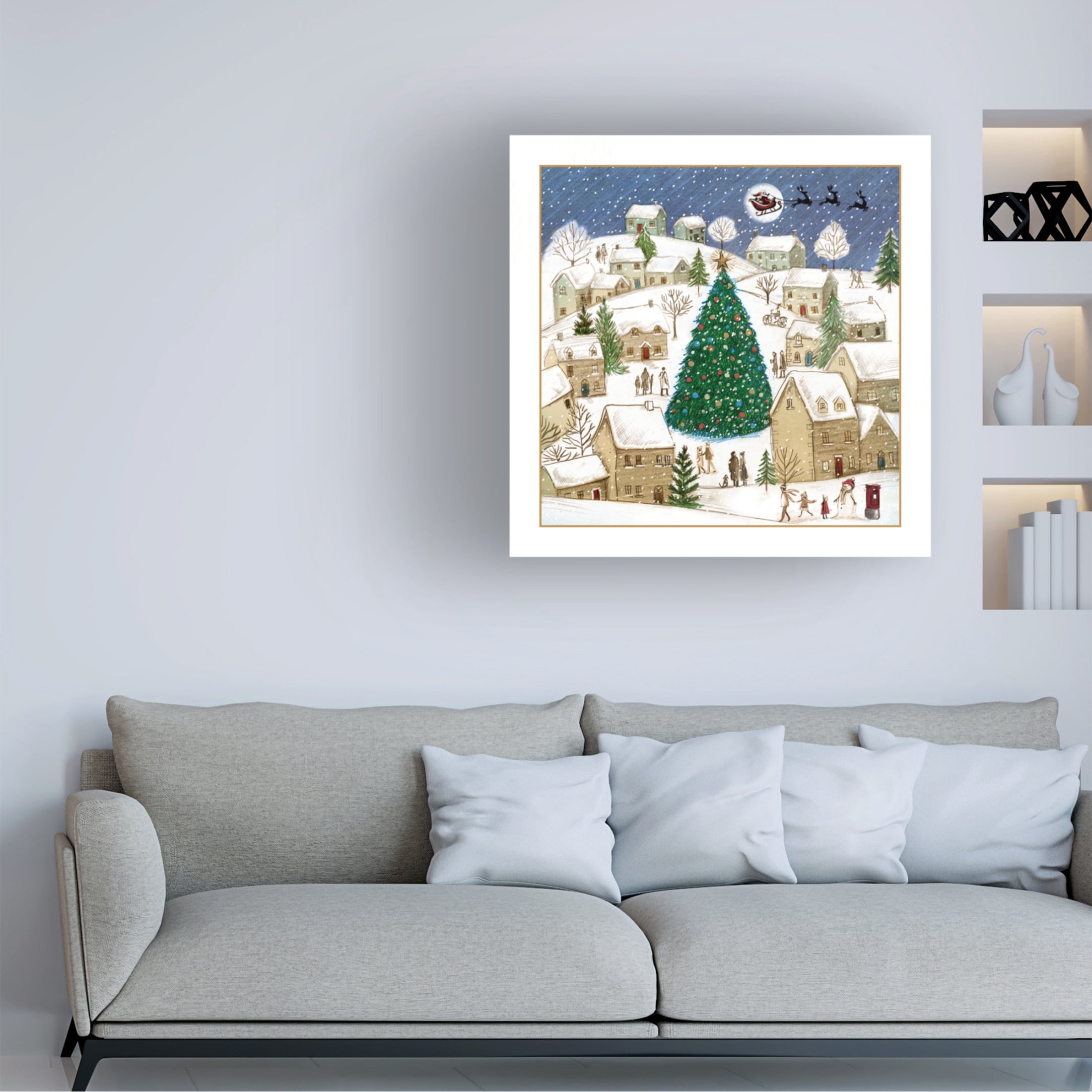 Canvas Wall Art - Paper Dove Co Ltd 'Sketchy Village Scene 23' Wall Art for Living Room, Bedroom, or Office Décor by Trademark Fine Art - 24 x 24 Inches