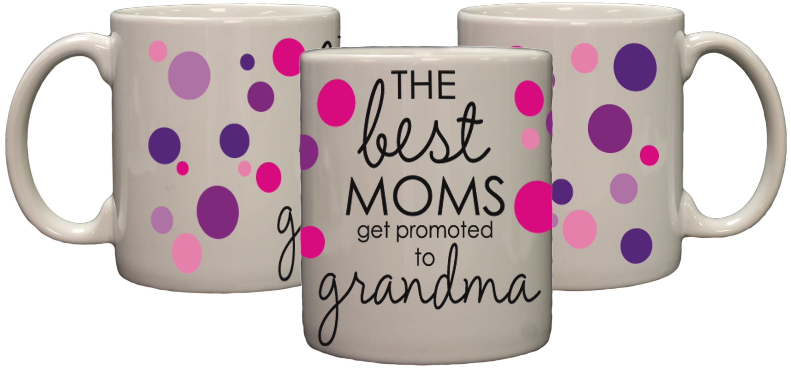 The Best Moms Get Promoted To Grandma 11oz Coffee Mug with Polka Dots