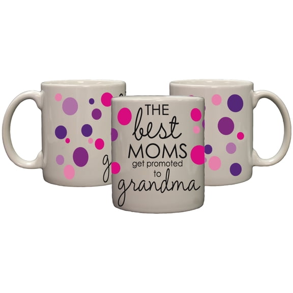 The Best Moms Get Promoted To Grandma 11oz Coffee Mug with Polka Dots
