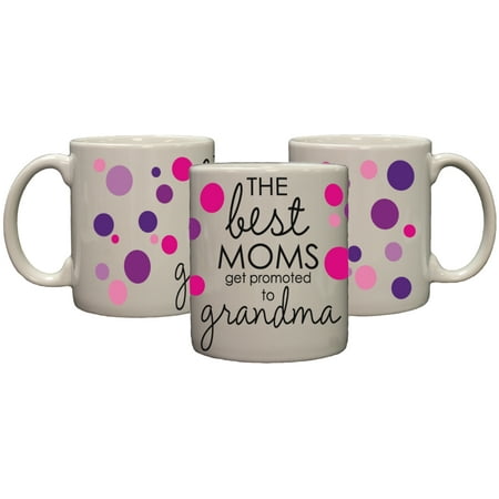 The Best Moms Get Promoted To Grandma 11oz Coffee Mug with Polka