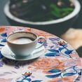 thumbnail image 3 of Ambesonne Rose Pattern Fitted Round Tablecloth, Fantasy Dreamy Flowers, 36"- 40" Diameter, Pale Vermilion Dark Blue, 3 of 5