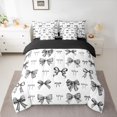 thumbnail image 2 of jejeloiu Cartoon Bow Ribbon 7-Piece Twin Bedding Sets,Gray Kawaii Bowknot Bedding Comforter Set For Girl Reversible, 2 of 8