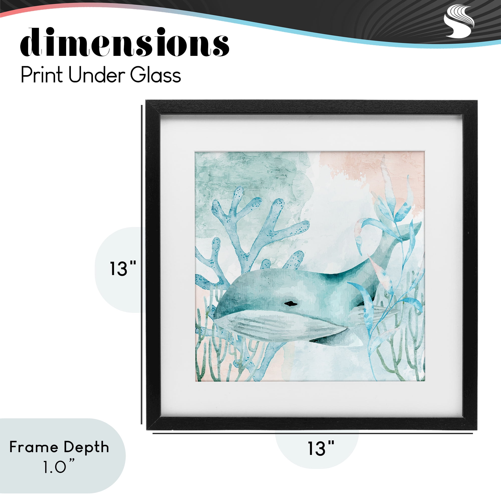 Stupell Industries Whale Sea Swim Black Framed Print Under Glass, design by Kim Allen