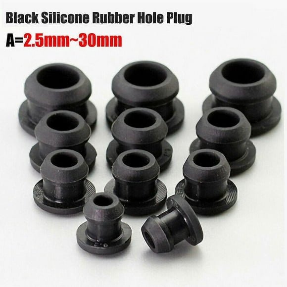 Silicone Rubber Snap-on Hole Plug 2.5mm~30mm Black Blanking End Caps Tube Pipe