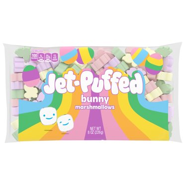 Jet-Puffed Vanilla Bunny Shaped Easter Spring Mallows Marshmallows, 8 oz Bag