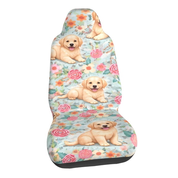 Retriever Puppy Cute Dog Car Seat Covers Stretch Car Seat Protectors Universal Fit