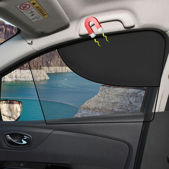 HOMEYA Car Side Window Sun Shade, 2Pcs Magnetic Dual Layer Car Curtain Window Sunshade, Front Seat
