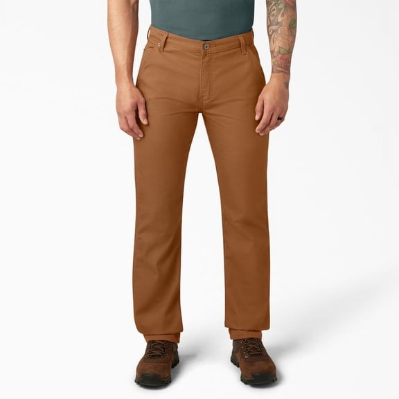 Dickies Men's FLEX Regular Fit Duck Carpenter Pants, Stonewashed Brown Duck, 30X30