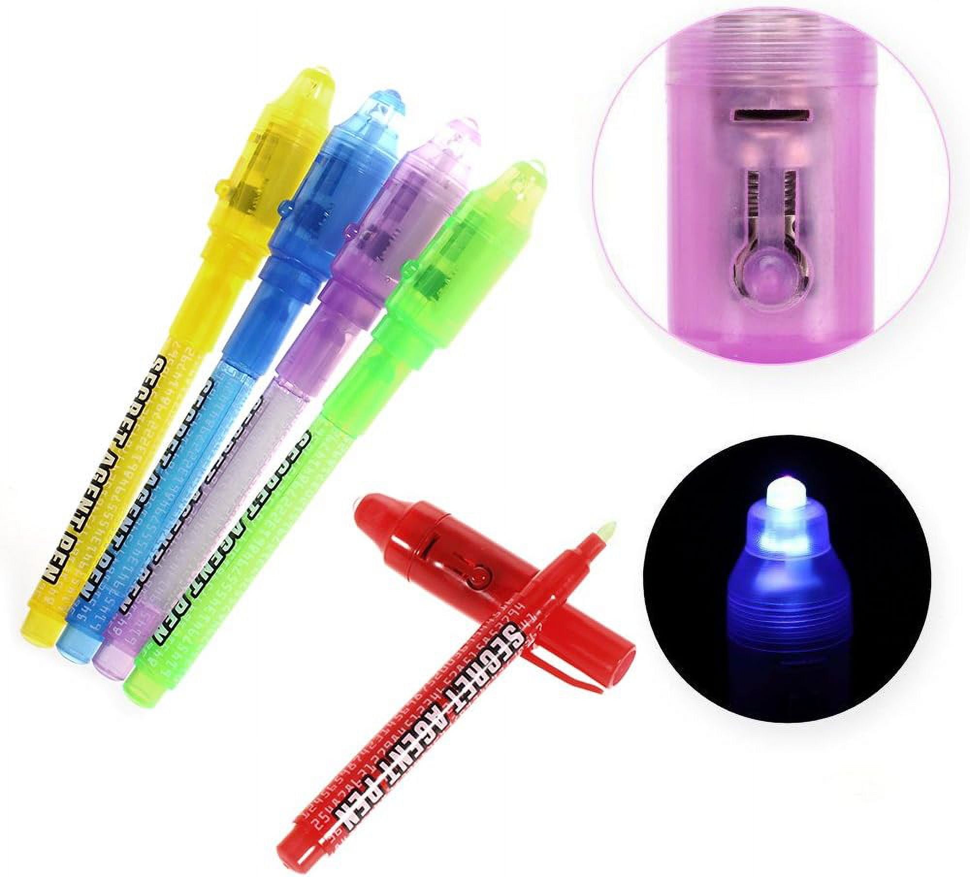 2pcs Invisible Fluorescent Pen For Student Night Glow Marker, Led  Multifunction Magical Toy Lamp, Uv Disappear Pen