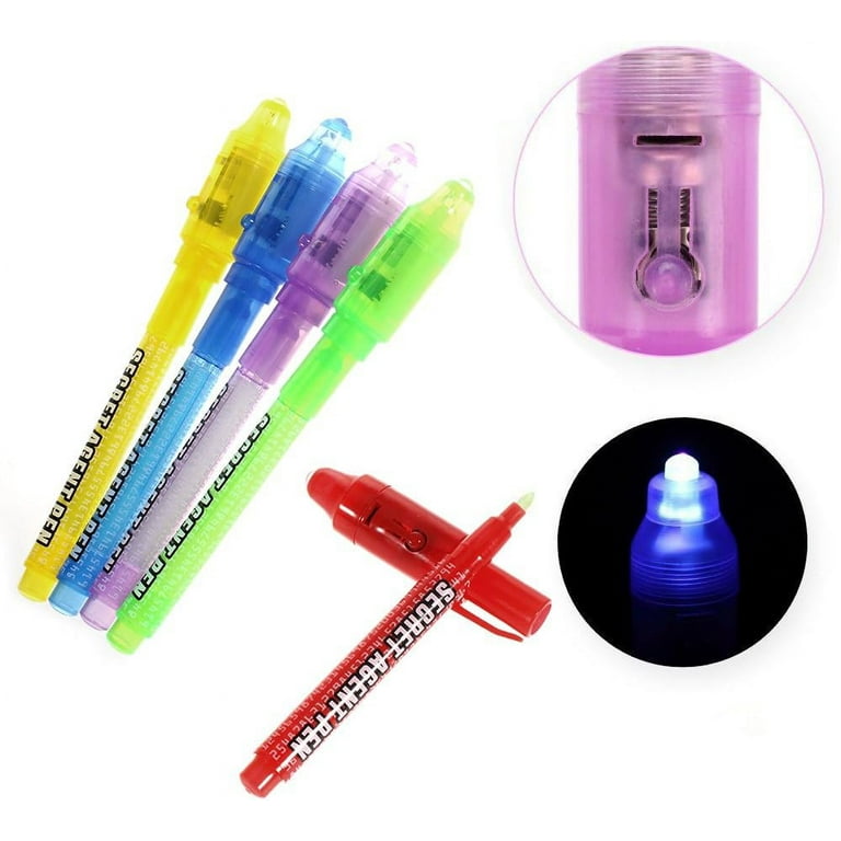 4PCS Invisible Ink Spy Pen Built In UV Light Magic Marker Secret Message  Gadget Pen (Random color) 