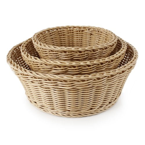 Neoflam Plasket 3 Piece Poly Wicker Round Basket Set Walmart Com Walmart Com