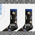 thumbnail image 3 of Mens Crew Socks Cotton Blend Long Tube Casual Athletic Style Knit Socks With Volleyball Pattern For Autumn Winter Daily Wear, 3 of 5
