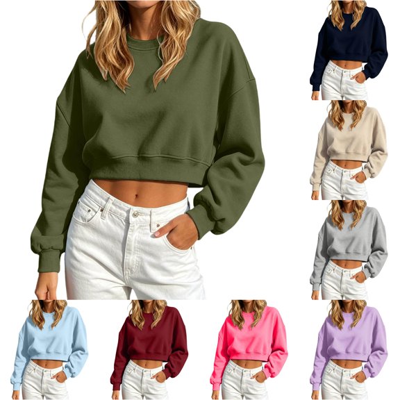 CONZONE Sweatshirt For Women Long Sleeve Pullover Sweatshirts For Women Solid Color Trendy Fall Winter Womens Hoodies