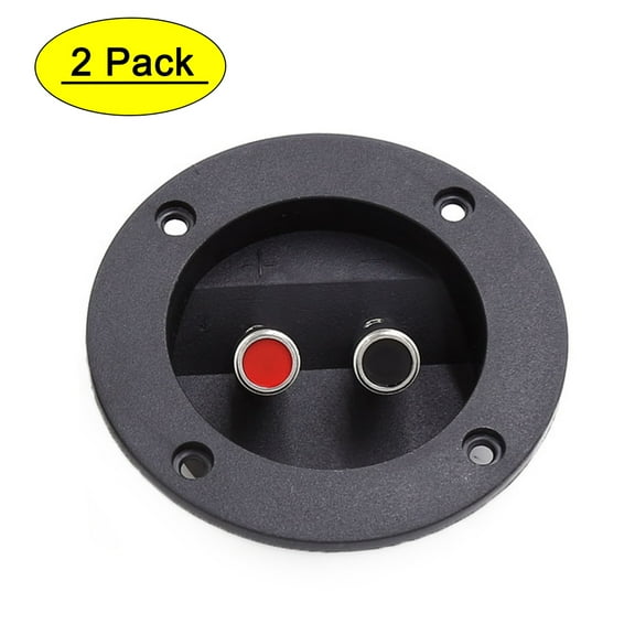 2 Pcs 3.5" Diameter Audio Speaker Round Cup 2-Terminal Binding Post Board Black