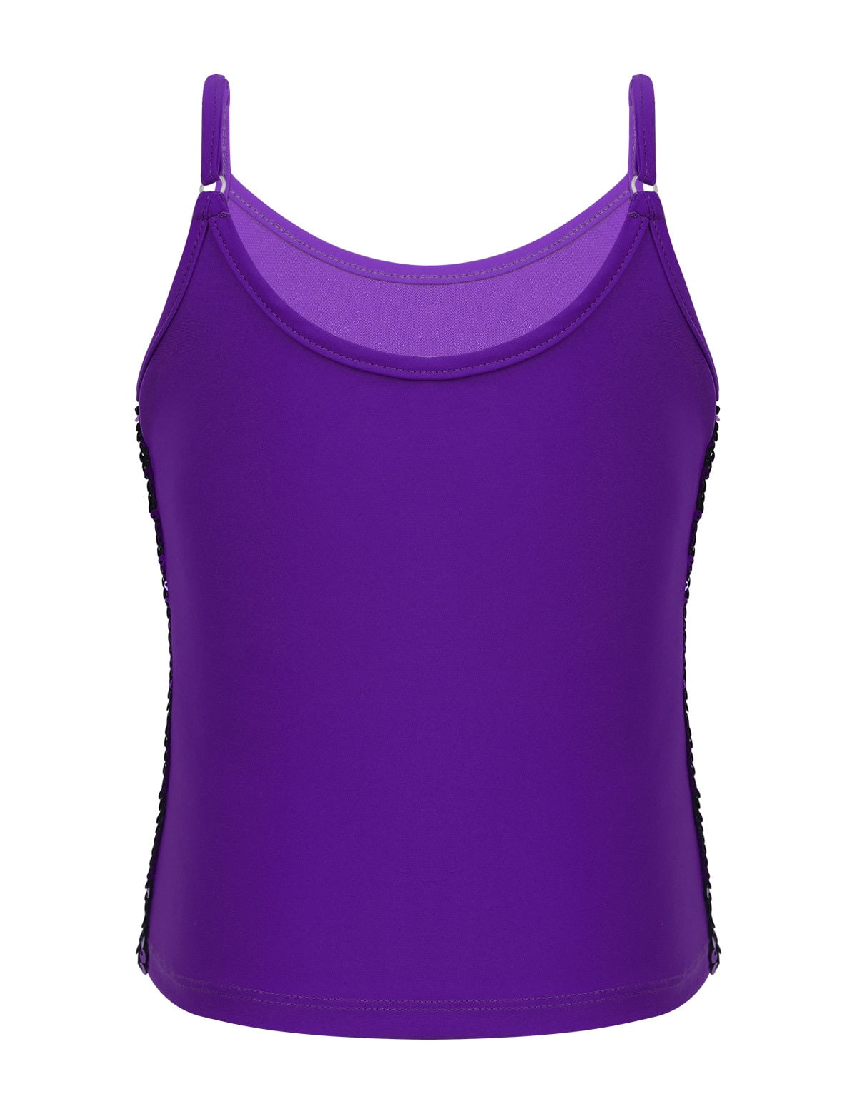 【新品未使用】gajess Glitter Camisole purple Metallic Sequin Crop Top for Women Spaghetti Strap V Neck