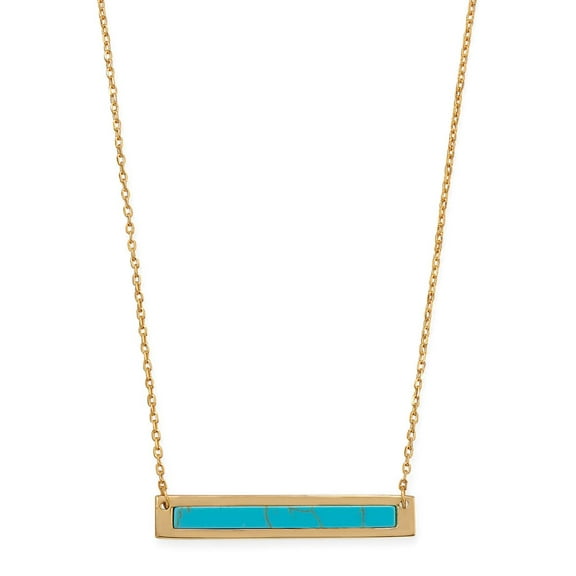 Bar Necklace with Reconstituted Turquoise 14k Gold-plated Sterling Silver
