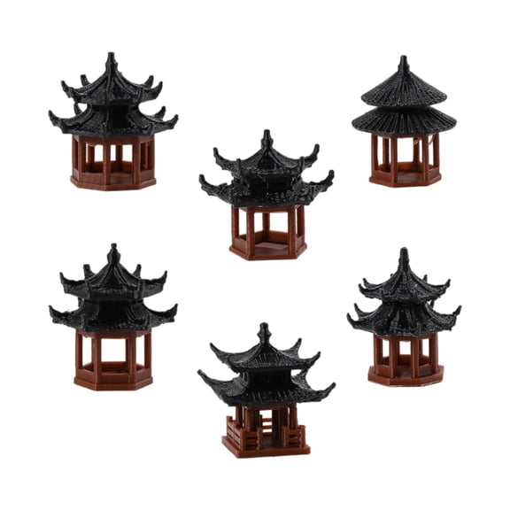 6Pieces Chinese Pagoda Statue Models Home Display Architecture Model Set