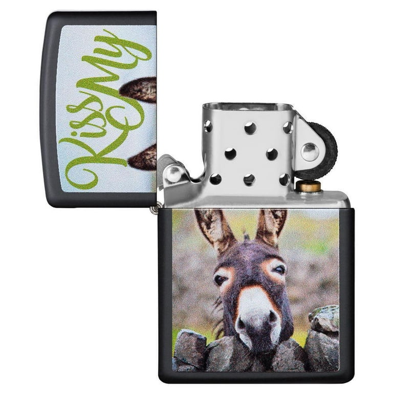 Zippo Kiss My Donkey Black Matte Pocket Lighter - Walmart.com