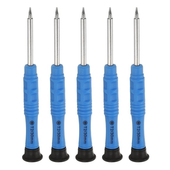 5pcs T2 Torx Mini Screwdriver 3mm Magnetic Torx Head 87mm Length for Small Appliances Repairs, Blue