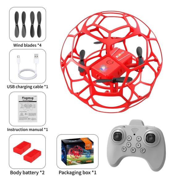 Mini Drone for Kids with 3 Batteries, UFO RC Quadcopter 30 Mins Long Flight Time, Full Cage Safety Design, Indoor Toy Gift for Boys Girls, Red