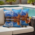 thumbnail image 4 of Blue Mountain Outdoor Waterproof Pillow Covers, Yellow Forest Modern Art Farmhouse Decorative Square Throw Pillowcase Sofa Cushion Sham for Patio/Couch/Chair, 26"x26" 2 Pack, 4 of 8