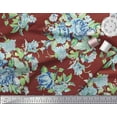 thumbnail image 2 of Soimoi Red Cotton Duck Fabric Leaves & Begonia Floral Print Fabric by the Yard 42 Inch Wide, 2 of 3