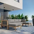 thumbnail image 2 of Lounge Sectional Sofa Set, Grey Gray Natural, Teak Wood, Outdoor Patio Balcony Cafe Bistro Garden Hospitality Restaurant, Modern Contemporary HB34456, 2 of 14