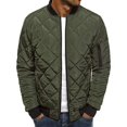 thumbnail image 2 of Pretifeel Mens Bomber Jackets Diamond Quilted Fall Winter Rib Varsity Lightweight Coat, 2 of 4
