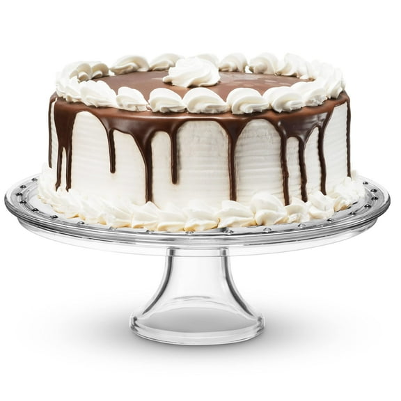 Godinger Cake Stand, Crystal Glass Footed Cake Plate Serving Platter - Made in Italy