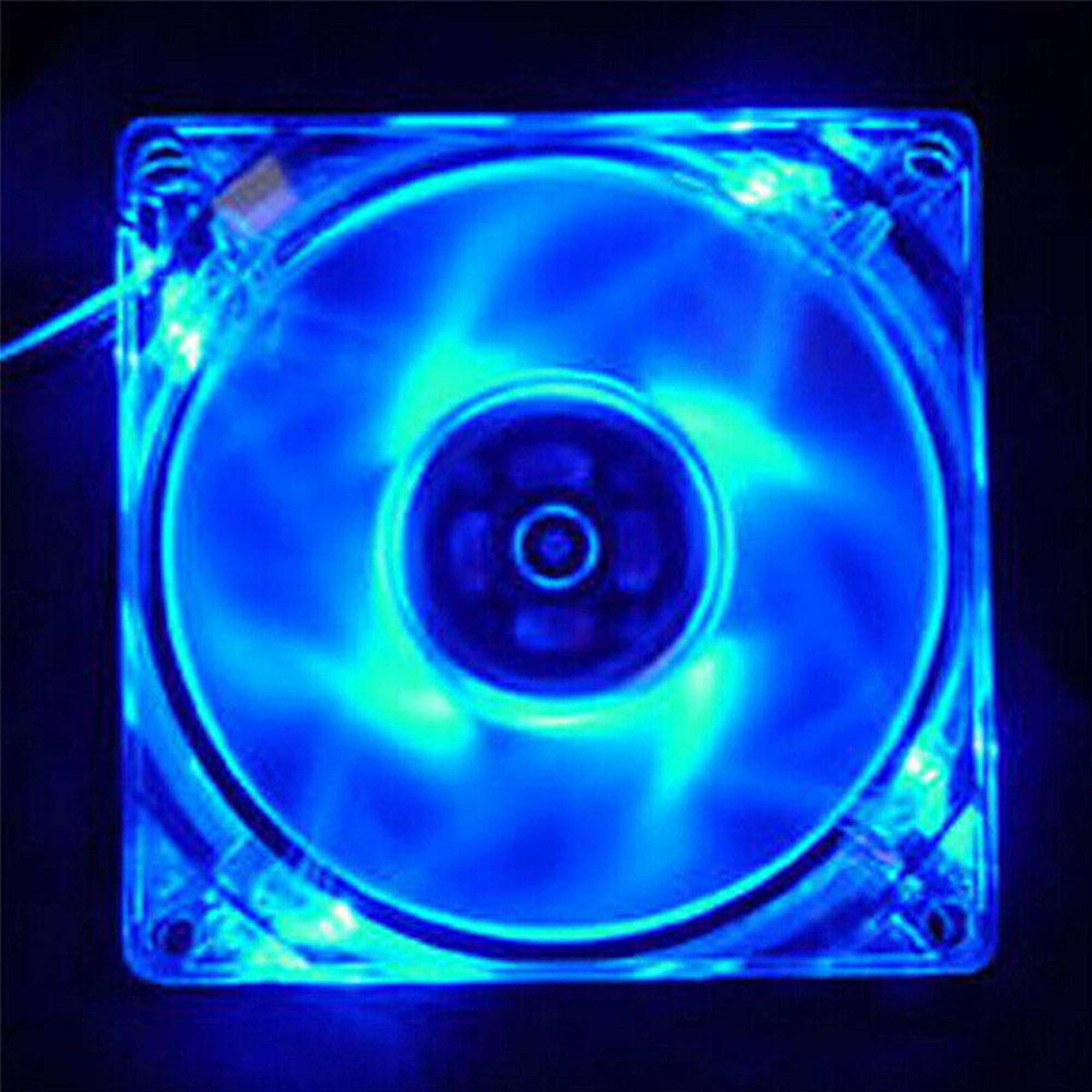 120mm Computer PC Clear Case Quad 4 Blue LED Light CPU Cooling Fan 12CM New 