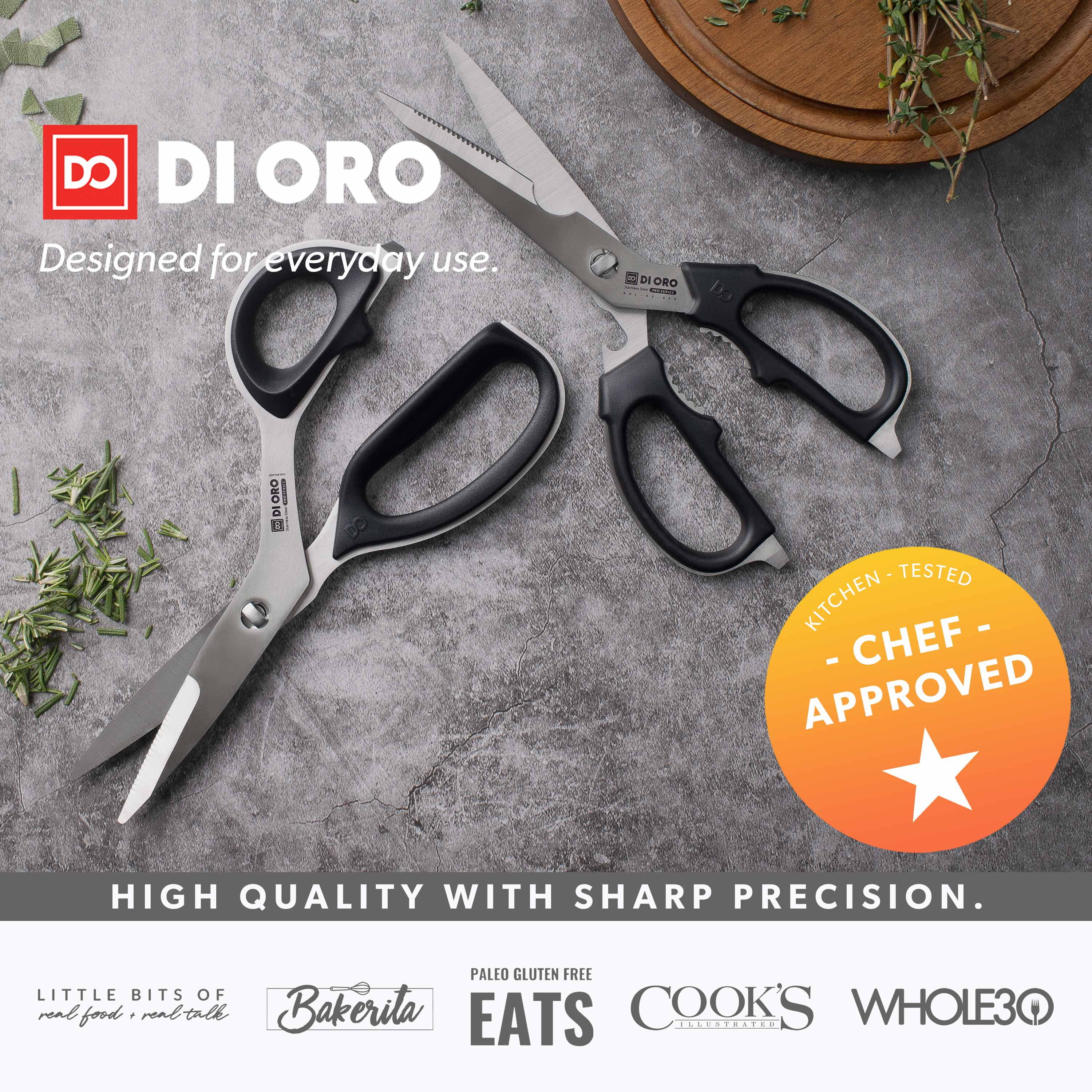 DI ORO Kitchen Scissors Heavy Duty Dishwasher Safe - Kitchen Scissors for  Food, Meat, & Poultry - Stainless Steel Kitchen Shears that Come Apart 