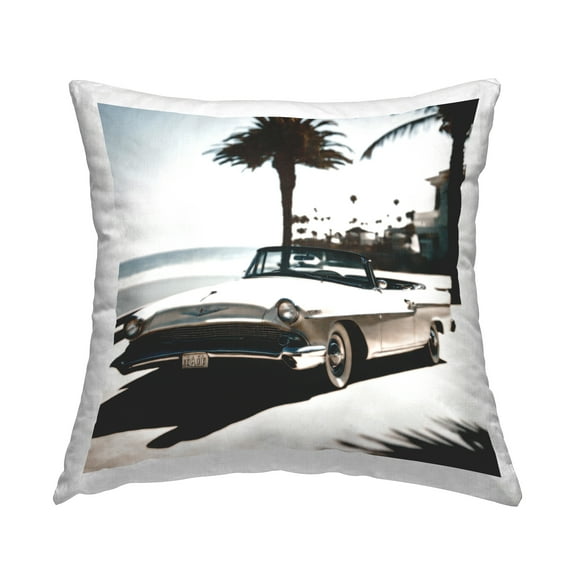 Stupell Industries Tropical Scene Classic Car Decorative Printed Throw Pillow Design by Noah Bay.