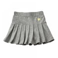 thumbnail image 2 of Girls' Pleated Athletic Skort with Built-In Shorts, Flared Tennis Skirt for Sports, School, Active Play, Prevents Wardrobe Malfunctions During Running, Yoga, and Daily Movement - Grey, 2 of 9