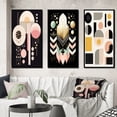 thumbnail image 1 of Designart "Retro Pastel Dimensional Abstract Geometrics" Modern Geometric Framed Wall Art Set Of 3 - Pink Abstract Frame Gallery Wall Set For Home Decor, 1 of 6