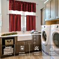 thumbnail image 6 of 3 Piece Semi Sheer Kitchen Curtains - Light Filtering Buffalo Plaid Tier and Valance Window Curtains Set, Black and Red, 6 of 6