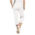 thumbnail image 6 of Tnhcen Women's Solid Color Stretch Straight Leg Capri Pants Elastic Waist Zipper Pocket Workwear Cargo Pants Matte Finish Casual Length Trousers S-2XL, 6 of 9